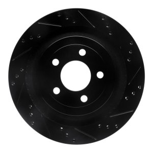 Ford Mustang Brake Rotor (1) - Rear Right - R1 Concepts - Drilled & Slotted - Black - `15-`23